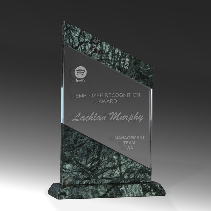 Green Marble Glass Angled Glass Award 193mm